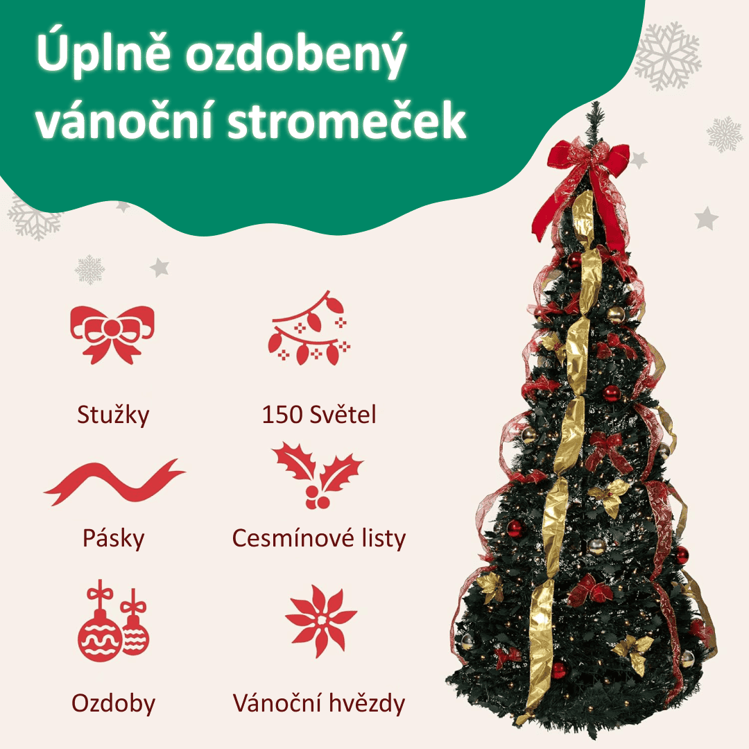 Vyskakovací vánoční stromeček InstaTree™ (180cm x 65cm) - Obrázek 2