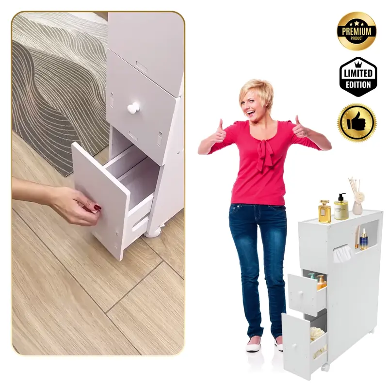 CornerEase™ - Úzká rohová skříňka do koupelny