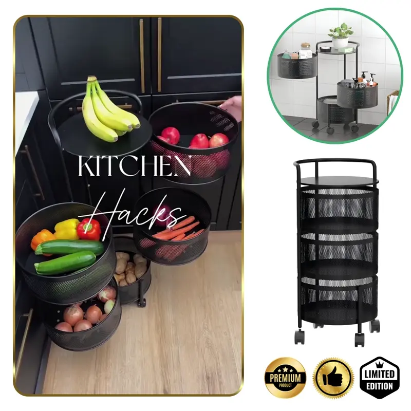 SpinRack™ - Otočný organizér z kovu se 3 úrovněmi